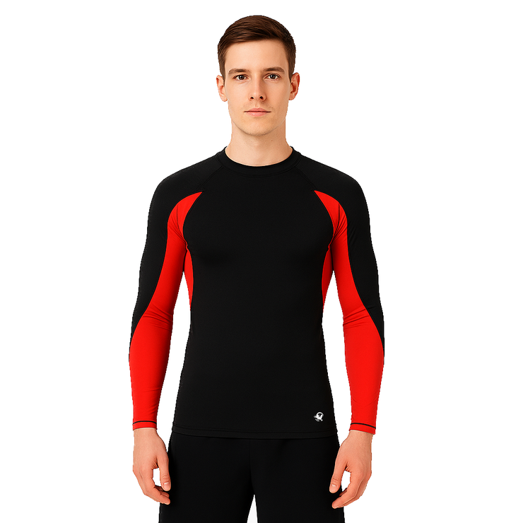PLAYERA RASHGUARD CABALLERO MANGA LARGA BLACK ZPA