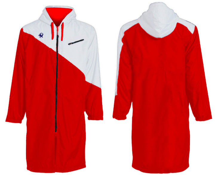 PARKA PARA NATACION ADULTOS HALF L BLANCO ROJO