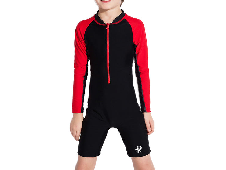 TRAJE DE BANO MANGA LARGA NATACION NINOS PROTECCION UV 5 ROJO